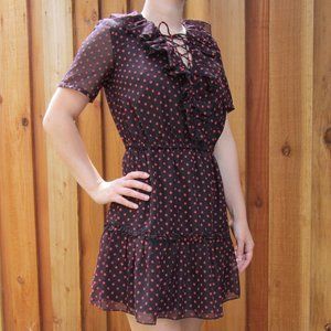 Sheer Black Red Polka Dot Prairie Dress